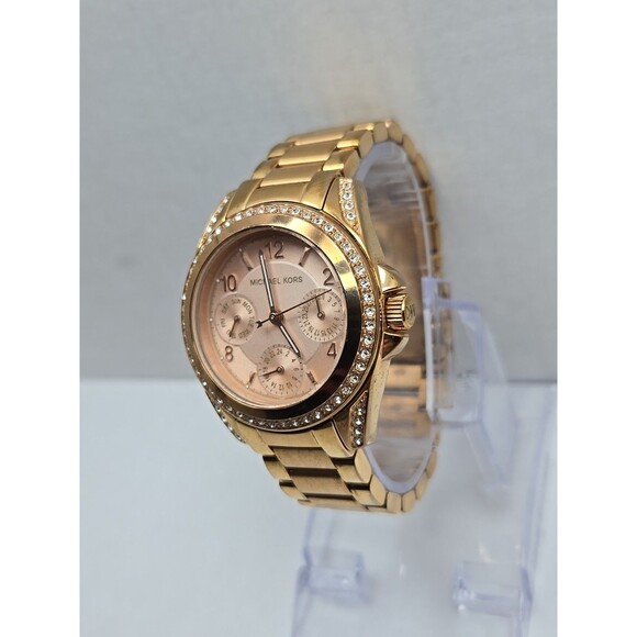 Michael Kors Mini Blair MK5613 Rose Gold Glitz Bezel Multifunction New Battery - Picture 2 of 11